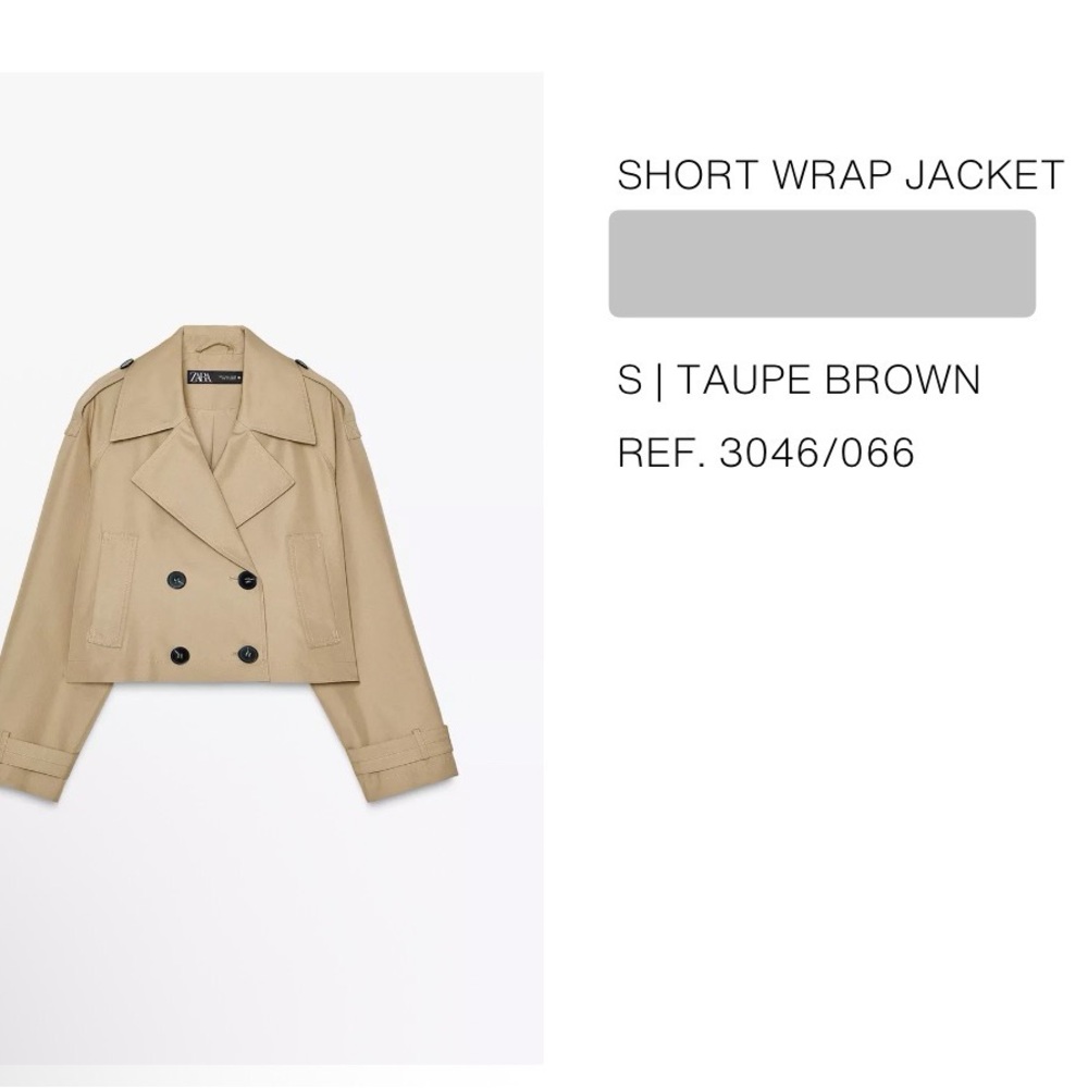 Zara Women's cropped double breasted Trench Coat NWT